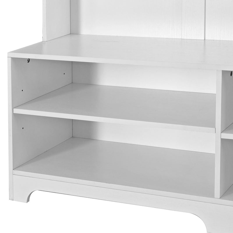 Hall Cabinet with Storage Shelves and Pegboard, for Hallways, Halls and Bedrooms