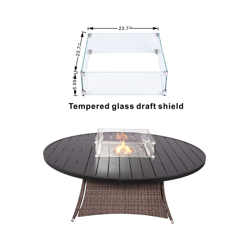 Outdoor Rattan 50,000BTU Propane Gas Fire Pit Table