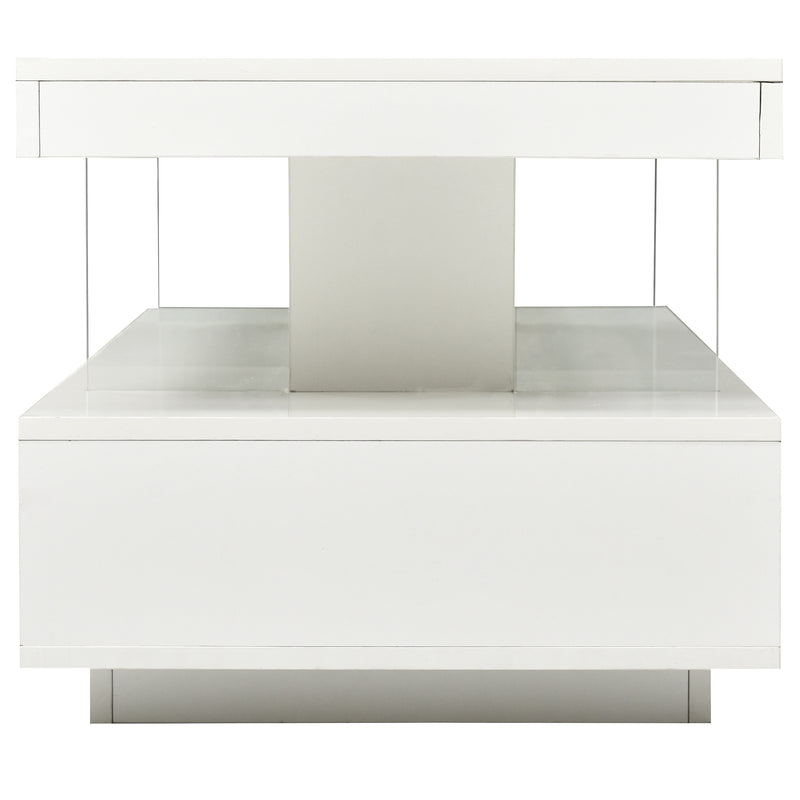 Modern LED Center Table with Display Shelves