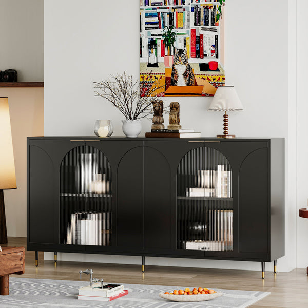 Accent Cabinet Black Lacquered Wood