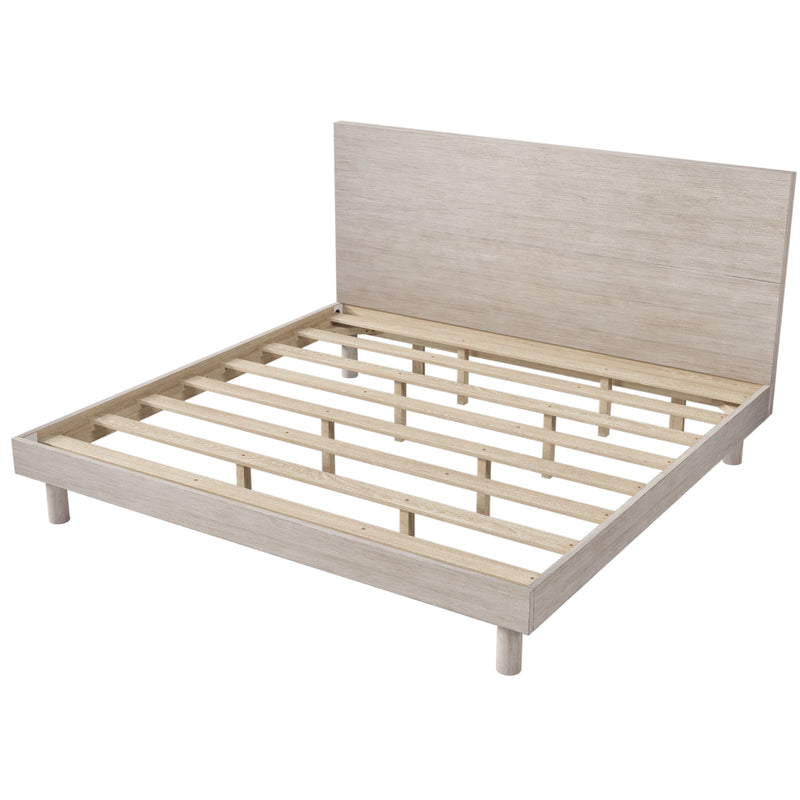 Concise Style Solid Wood Grain Platform Bed Frame