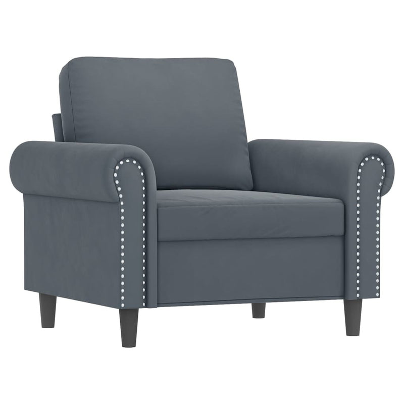 Sofa Set with Pillows Dark Gray Velvet