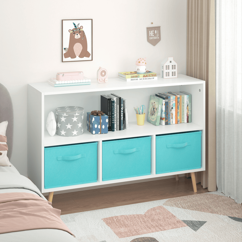 Kids bookcase with Collapsible Fabric Drawers