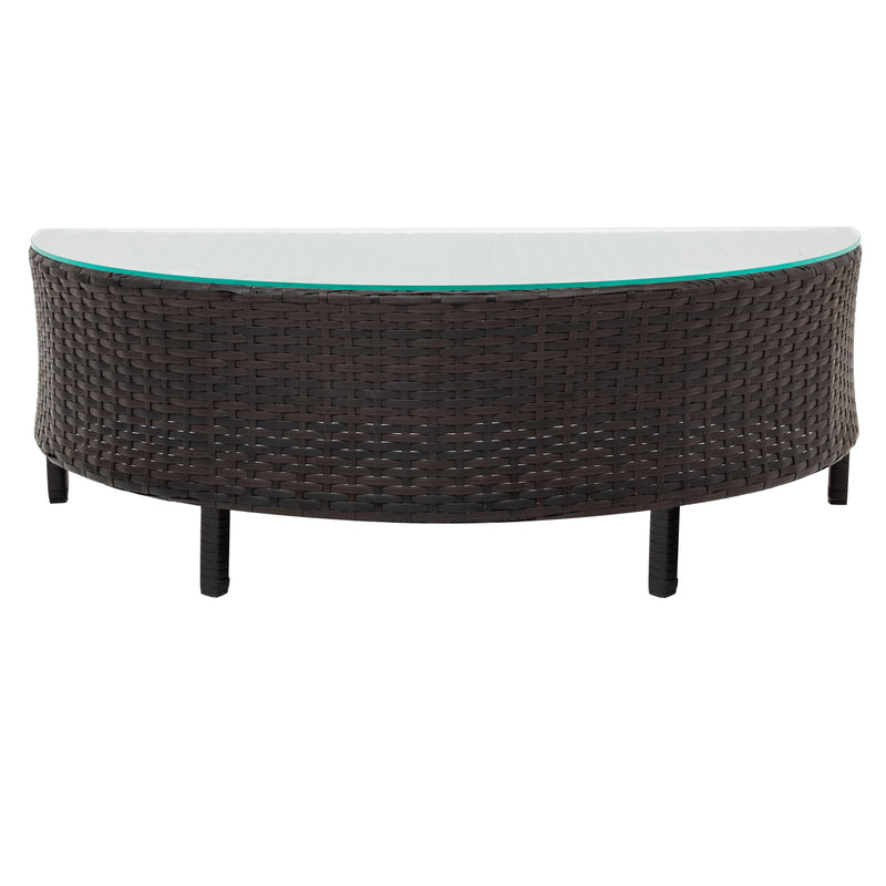 Wicker Sofa with Tempered Glass Table