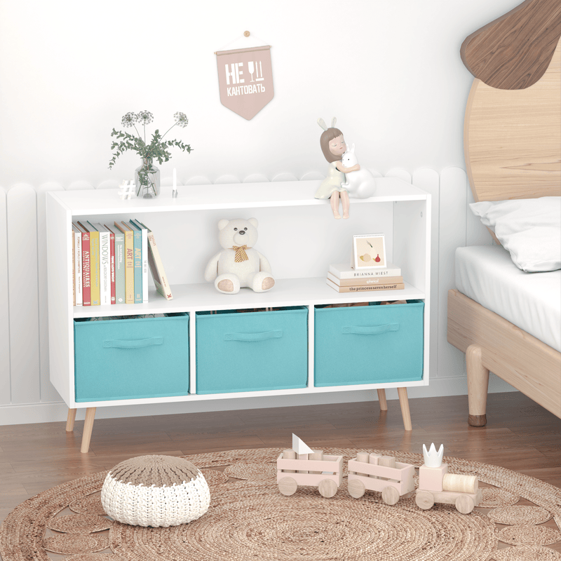 Kids bookcase with Collapsible Fabric Drawers