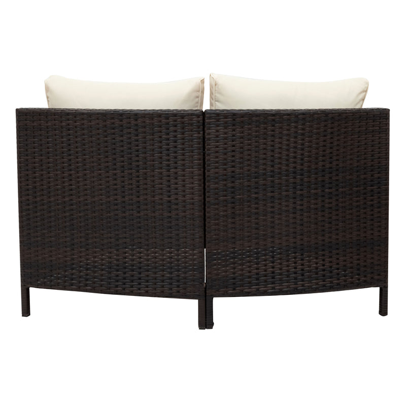 Wicker Sofa with Tempered Glass Table