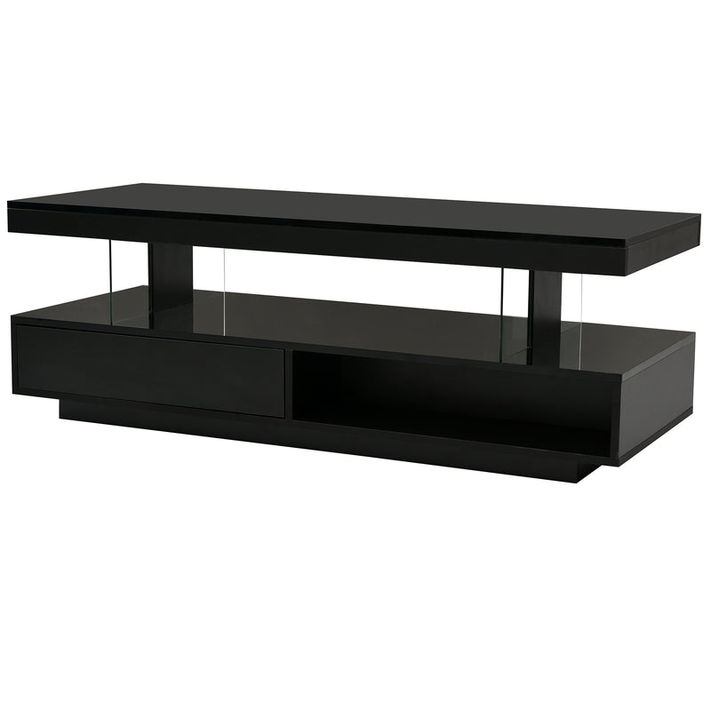 Modern LED Center Table with Display Shelves