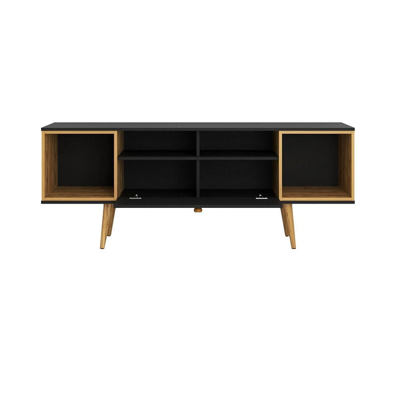 Manhattan Comfort Theodore TV Stand with 6 Shelves in Black and Cinnamon