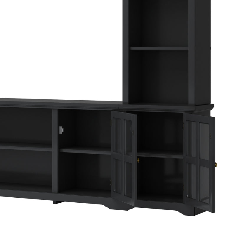 Entertainment Wall Unit With Tempered Glass Door