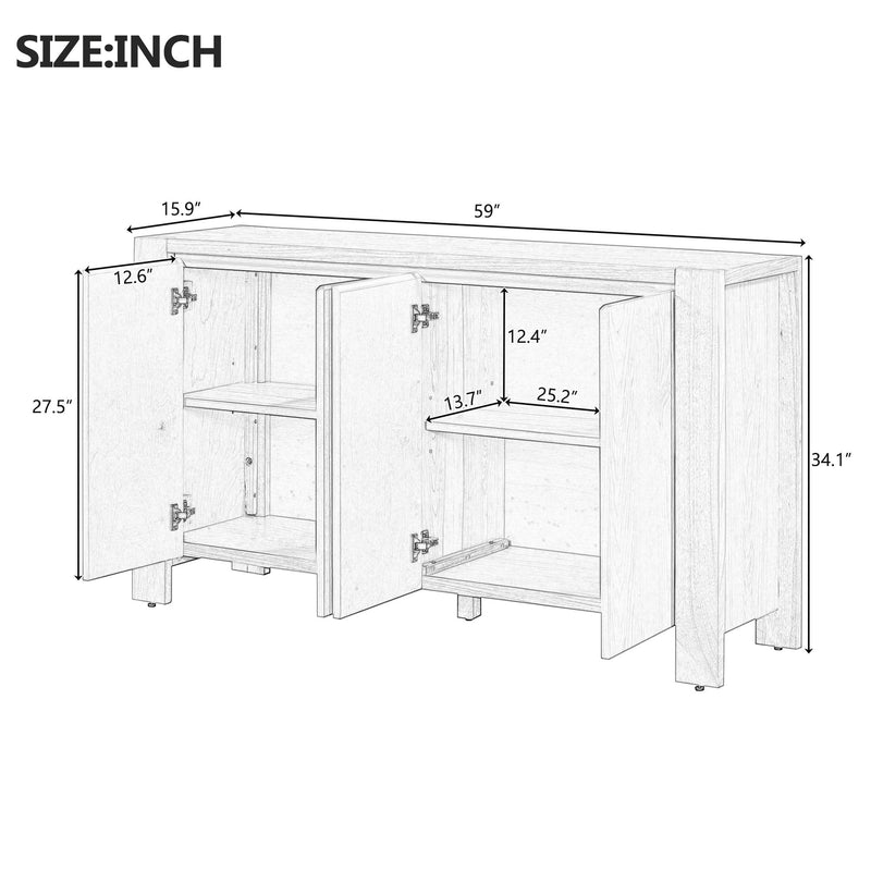 Retro Sideboard with Distressed Finish