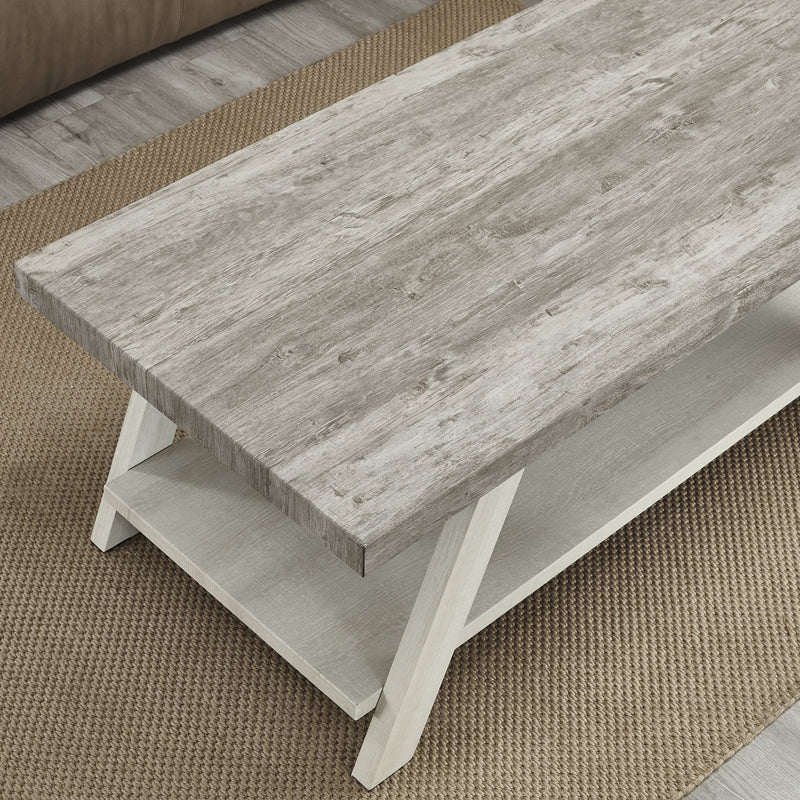 Two-Tone Wood Coffee Table Gray and Beige