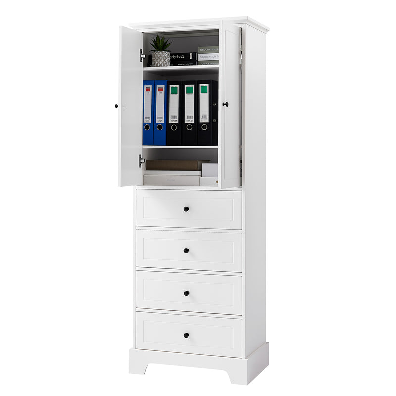 Storage Cabinet with 2 Doors and 4 Drawers for Bathroom