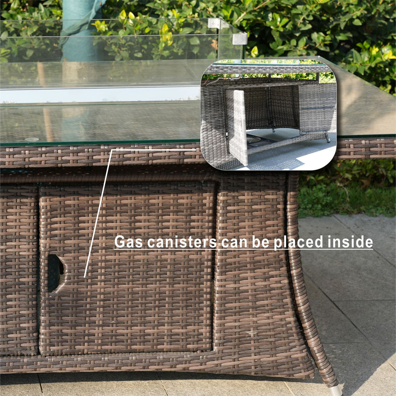 Outdoor Rattan 50,000BTU Propane Gas Fire Pit Table