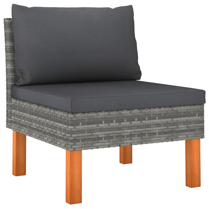 Patio Lounge Set with Cushions Poly Rattan Gray