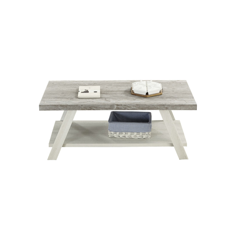 Two-Tone Wood Coffee Table Gray and Beige