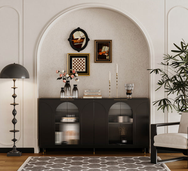 Accent Cabinet Black Lacquered Wood