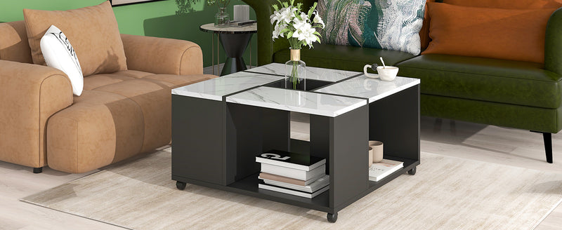 Modern 2 layer Coffee Table with Casters