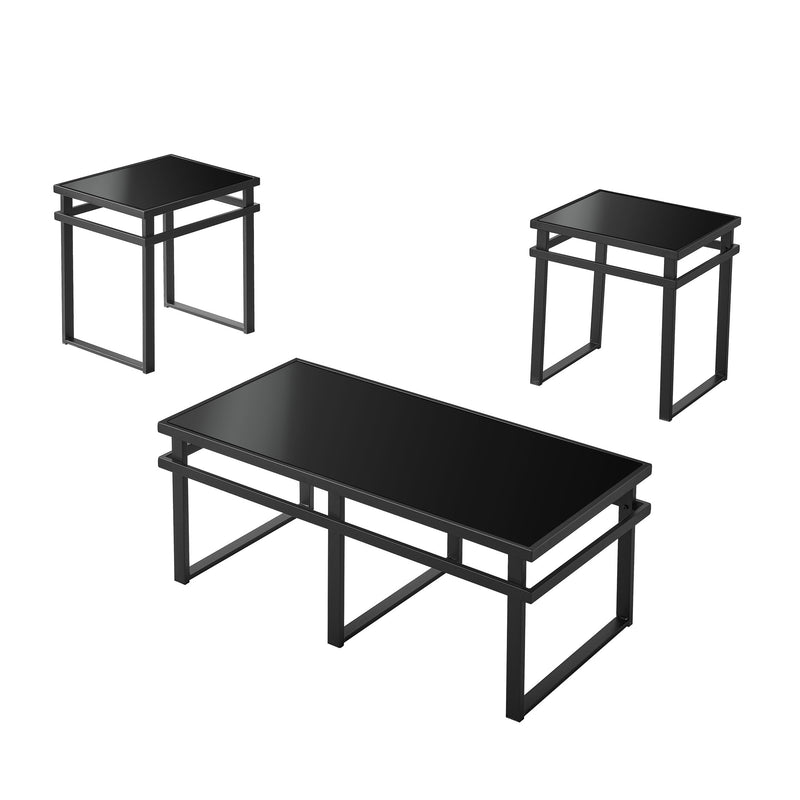 Modern Table Set with BLACK Glass Top