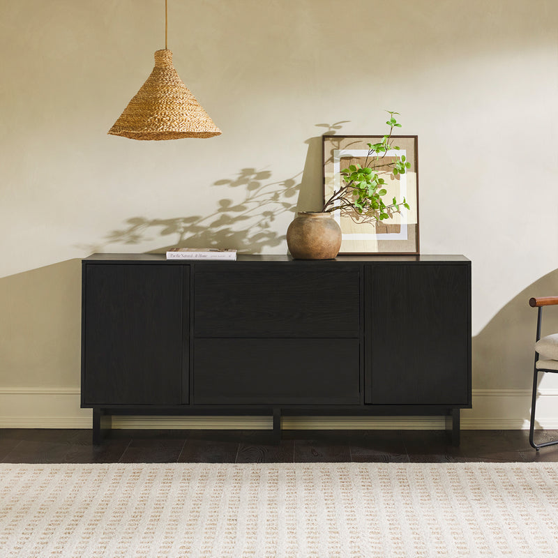 63" Scandi Sideboard with Beveled Drawers, Black