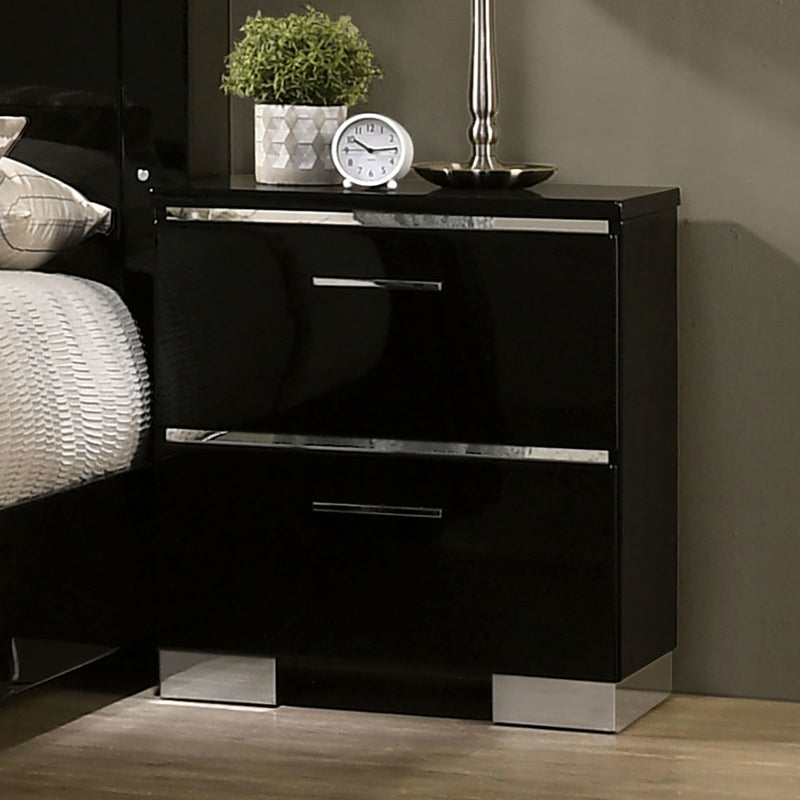 Contemporary Nightstand High Gloss Lacquer Coating Chrome