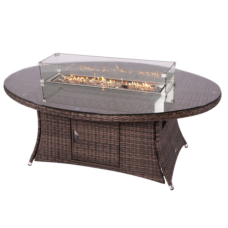 Outdoor Rattan 50,000BTU Propane Gas Fire Pit Table