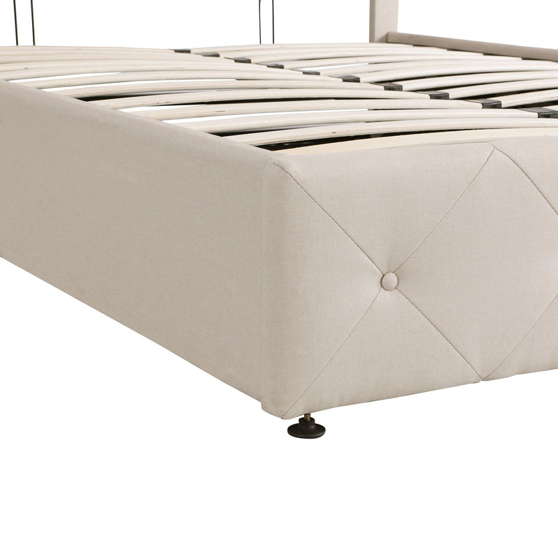 Full size Upholstered Platform bed with a Hydraulic Storage System