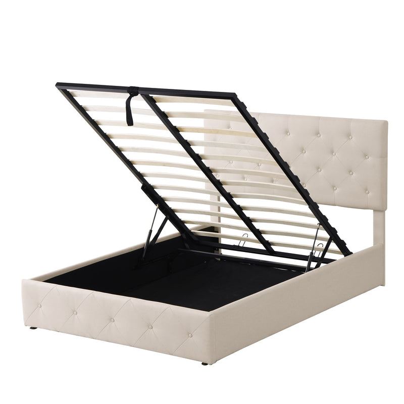 Full size Upholstered Platform bed with a Hydraulic Storage System