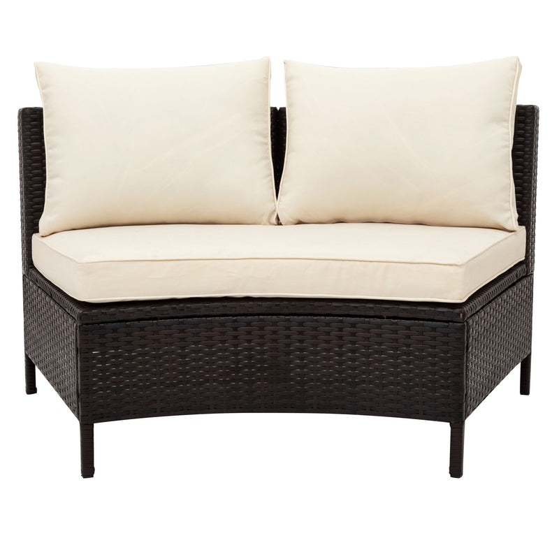 Wicker Sofa with Tempered Glass Table