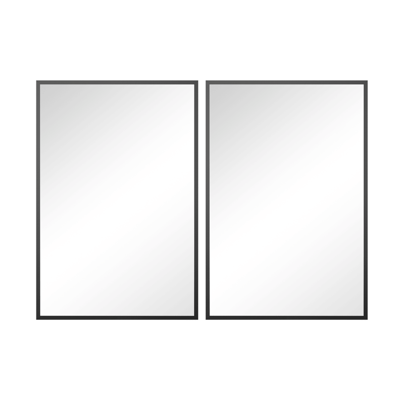 36"x24" Rectangle Black Aluminum Alloy Framed Vanity Mirror (Set of 2)