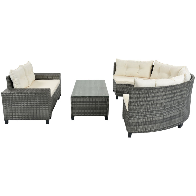 8-pieces Outdoor Wicker Round Sofa Set