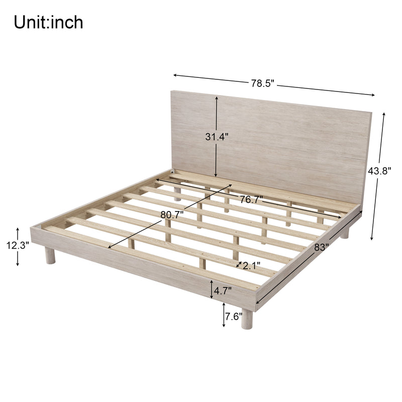 Concise Style Solid Wood Grain Platform Bed Frame