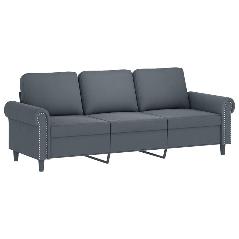 Sofa Set with Pillows Dark Gray Velvet