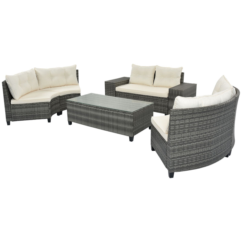 8-pieces Outdoor Wicker Round Sofa Set