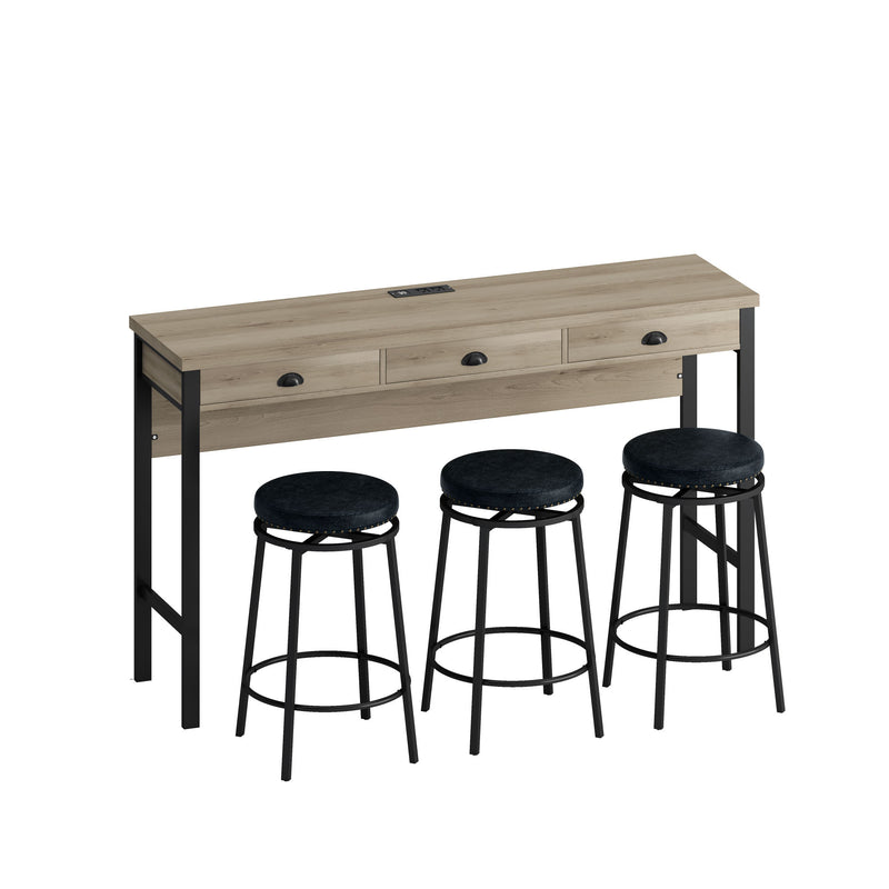 Bar Kitchen Table Set with Circular PU Stools