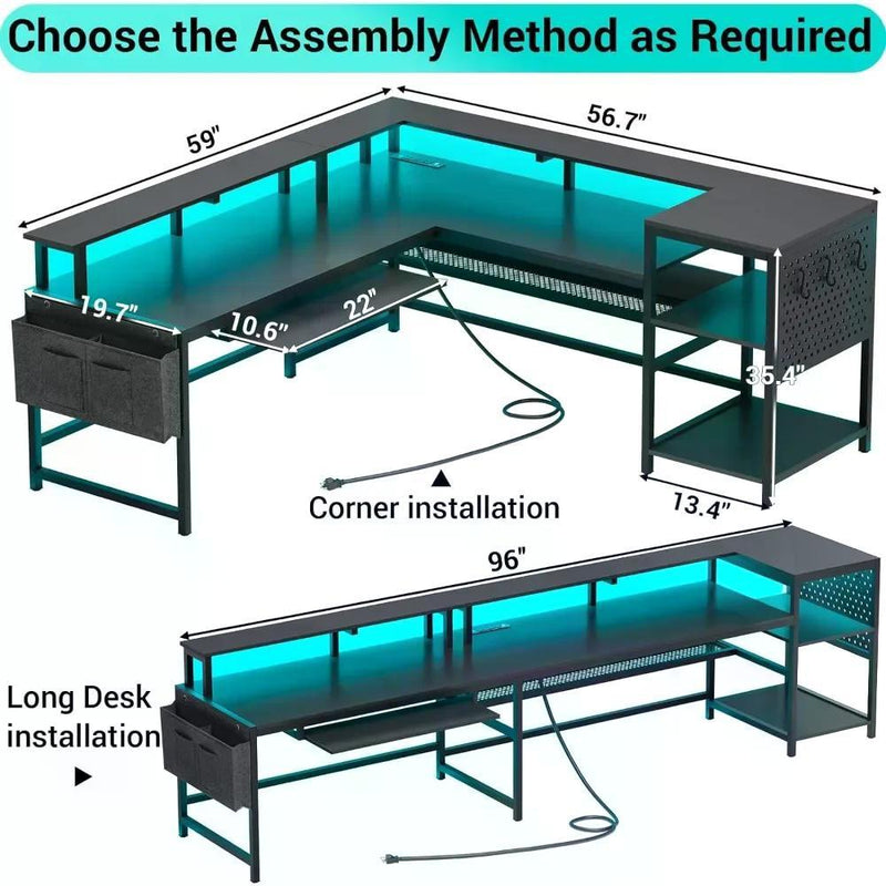 LED L-shaped Gaming Table